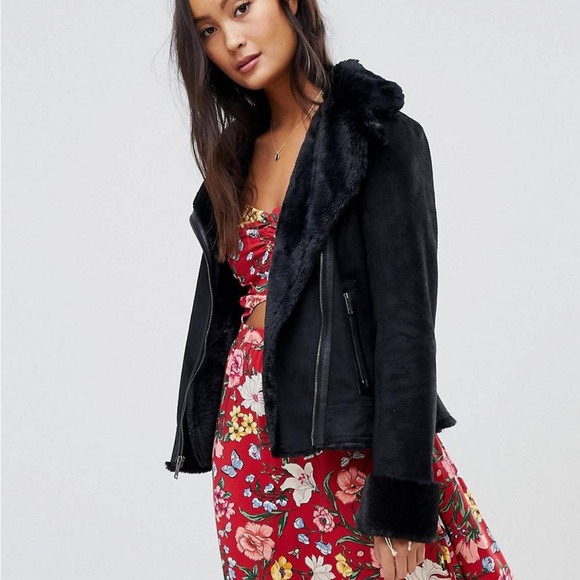 Hollister faux shearling biker jacket - Picture 6 of 11